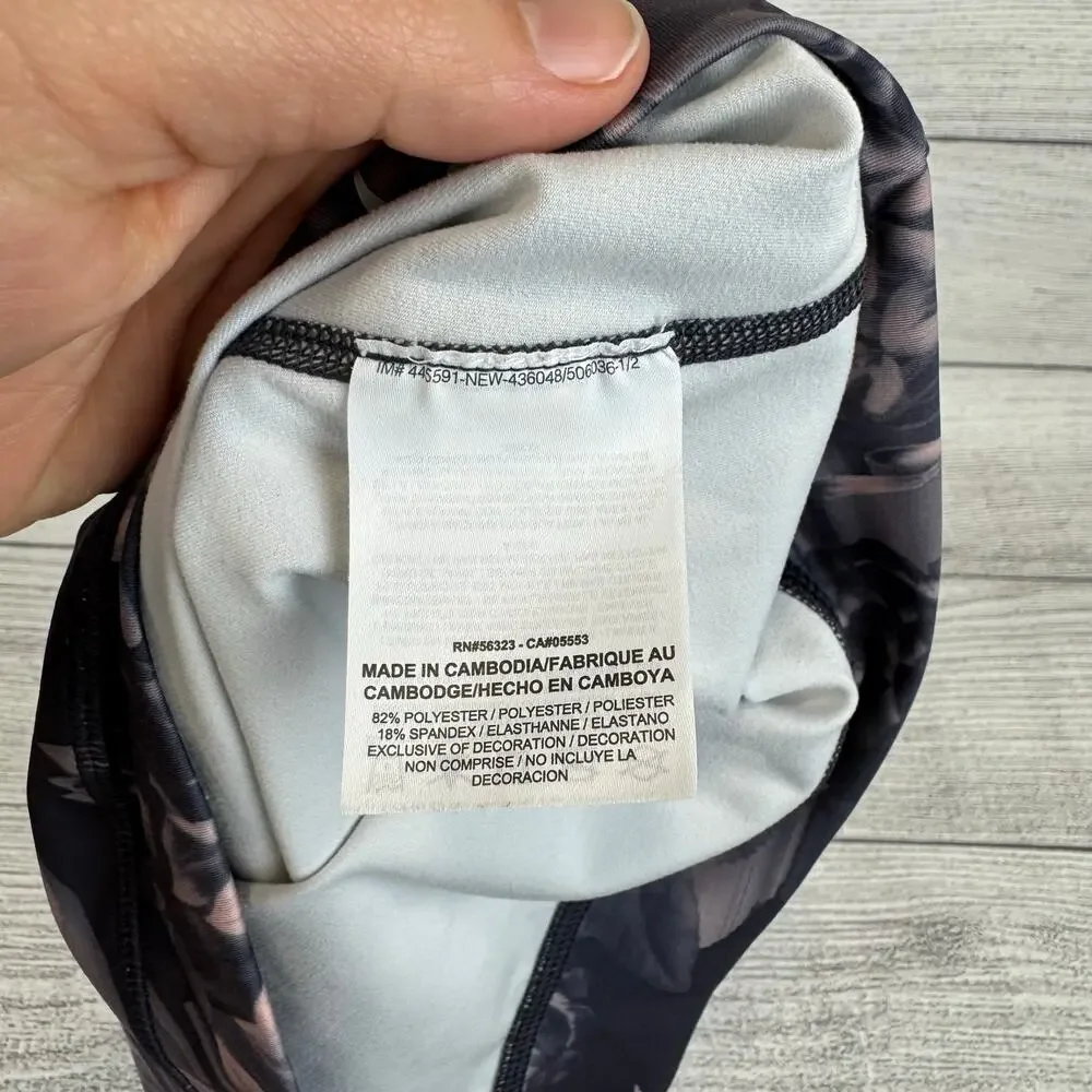 Nike Women's Dri-Fit Gray & Pink Floral Cropped Workout Tank Size Medium